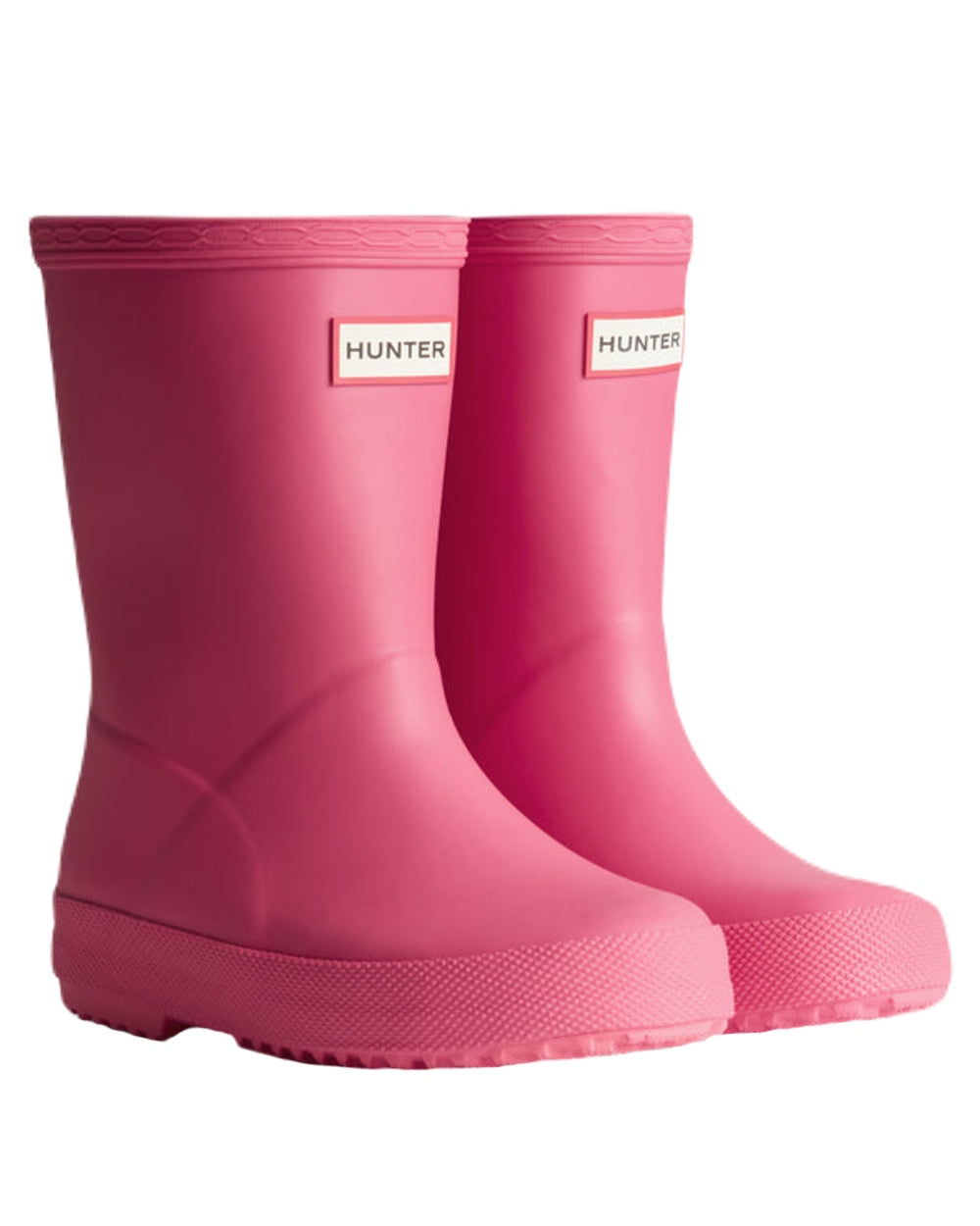 Bright Pink Coloured Hunter Kids First Classic Wellington Boots on White Background
#colour_bright-pink