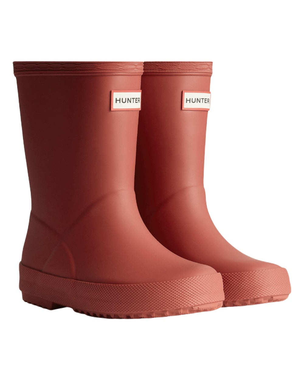 Military Red Coloured Hunter Kids First Classic Wellington Boots on White Background
#colour_military-red