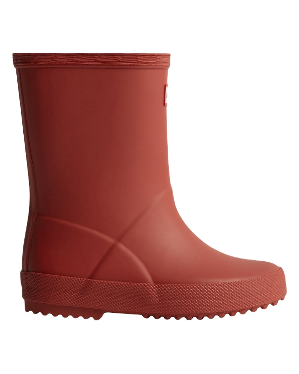 Military Red Coloured Hunter Kids First Classic Wellington Boots on White Background
#colour_military-red
