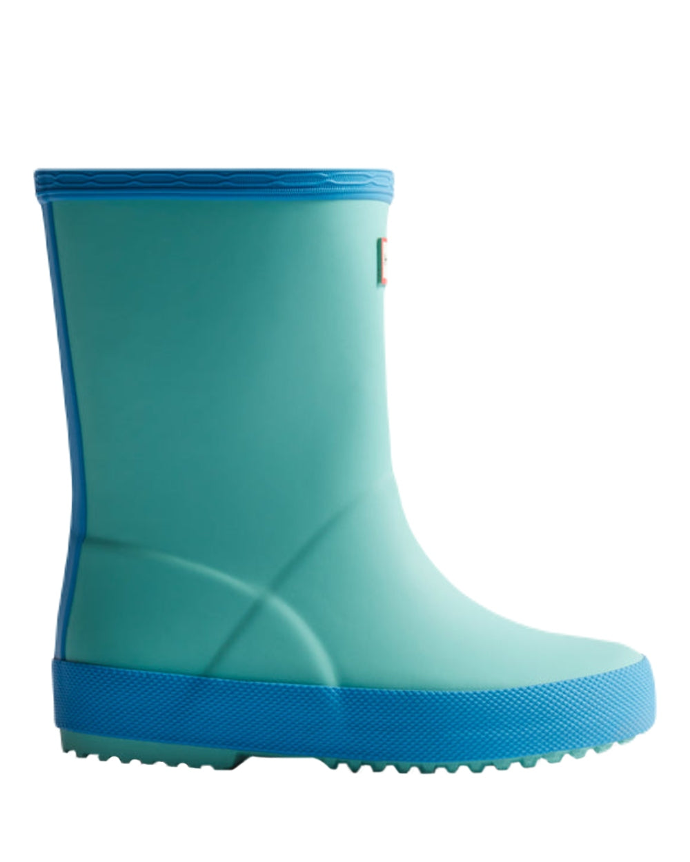 Pool Blue Blue Bottle Coloured Hunter Kids First Classic Wellington Boots on White Background
#colour_pool-blue-blue-bottle