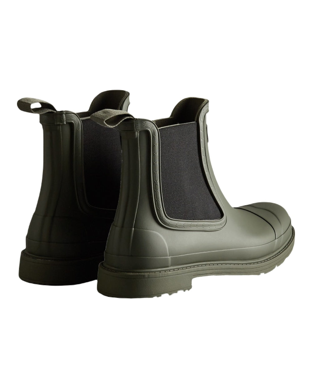 Dark Olive Coloured Hunter Mens Commando Chelsea Boots on White Background
#colour_dark-olive
