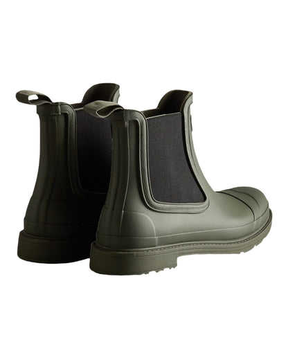 Dark Olive Coloured Hunter Mens Commando Chelsea Boots on White Background
#colour_dark-olive