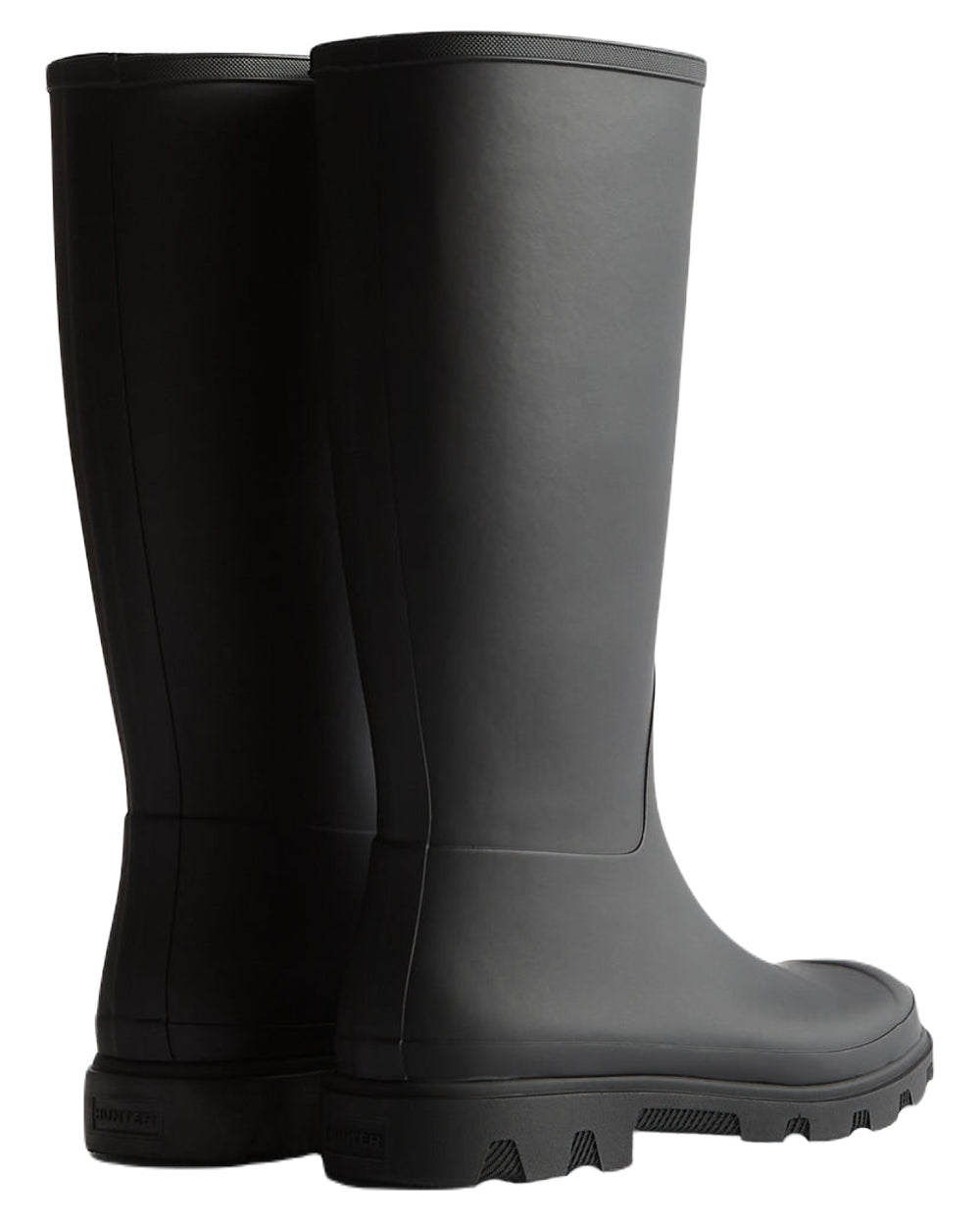 Black Coloured Hunter Mens Downpour Tall Wellingtons on white background
#colour_black
