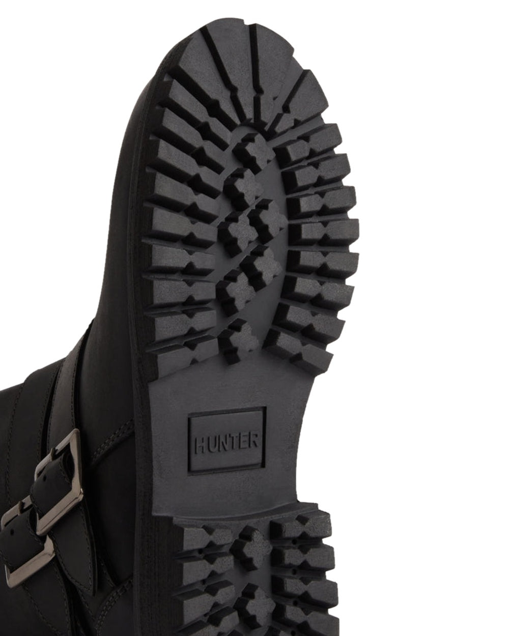 Black Coloured Hunter Womens Ness Ankle Boots on White Background
#colour_black