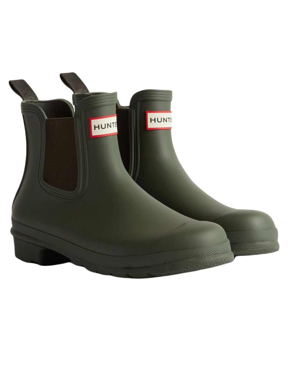 Dark Olive Coloured Hunter Womens Original Chelsea Boots on White Background
#colour_dark-olive