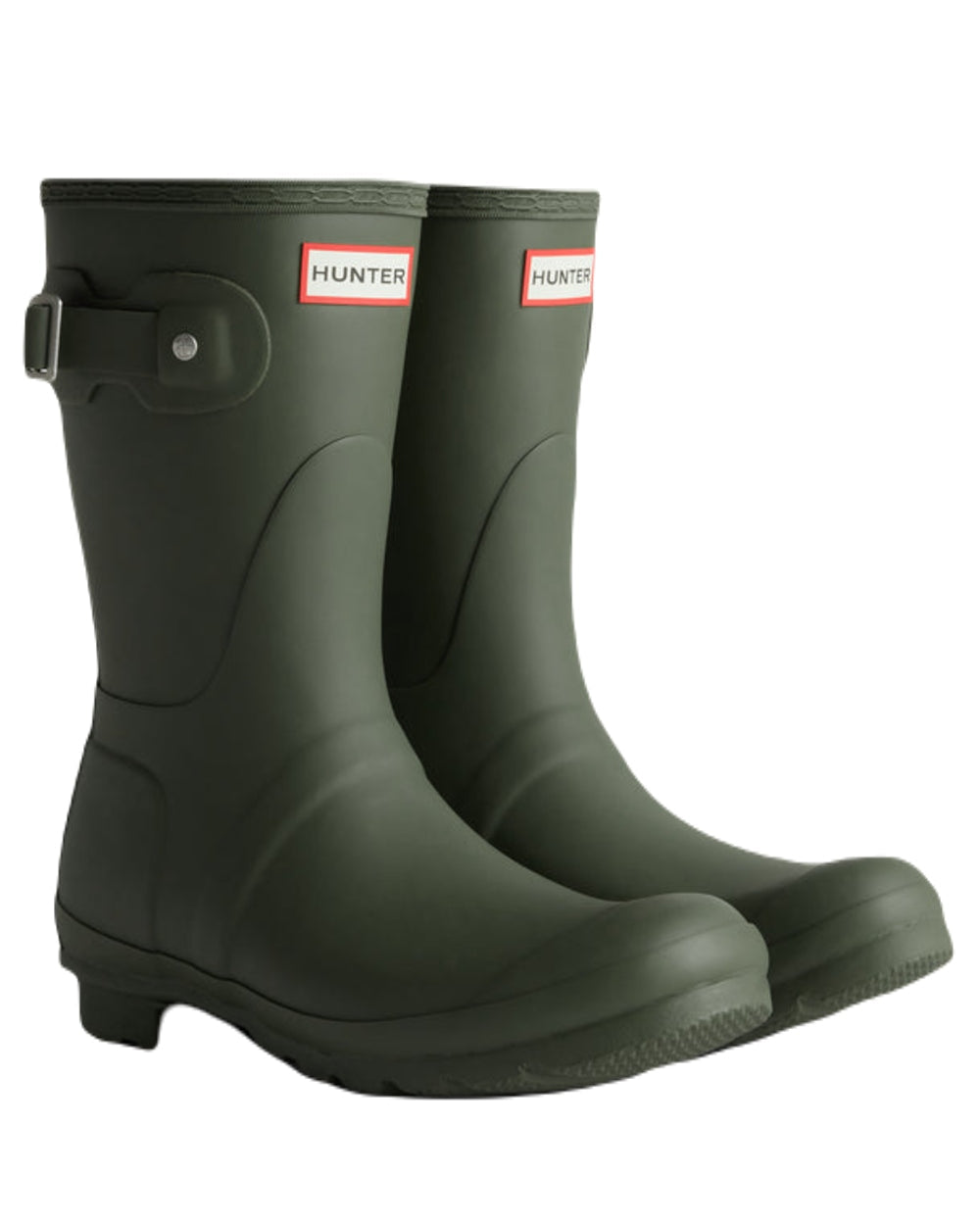 Dark Olive Coloured Hunter Womens Original Short Wellington Boots on White Background
#colour_dark-olive