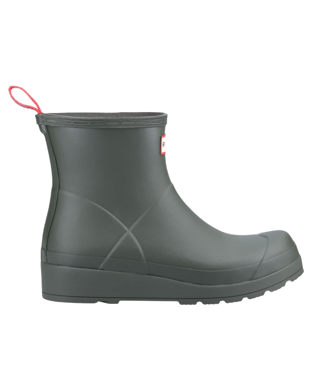 Dark Olive Coloured Hunter Womens Play Short Wellingtons on white background
#colour_dark-olive