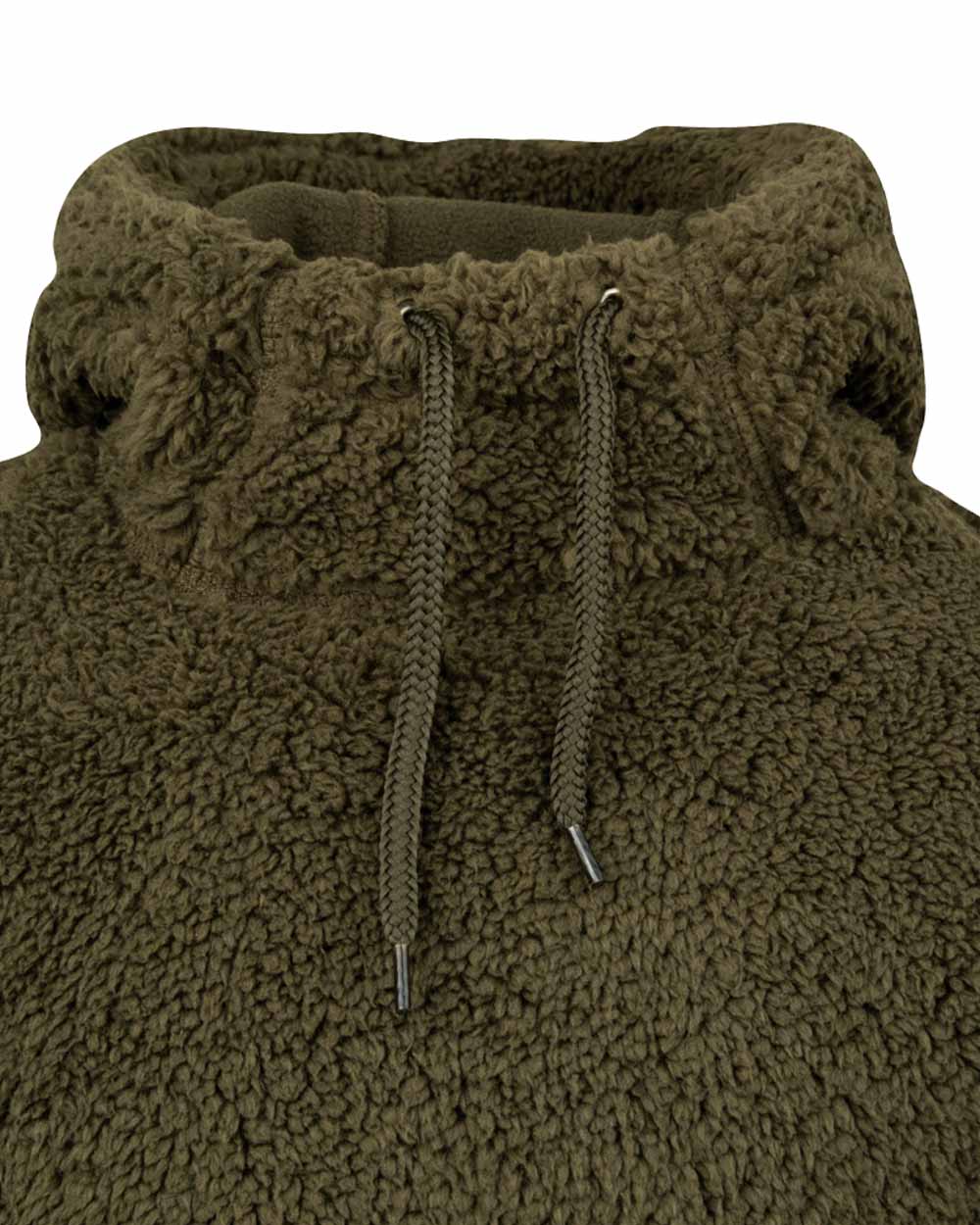 Dark Olive coloured Jack Pyke Childrens Sherpa Fleece Hoodie on white background #colour_dark-olive