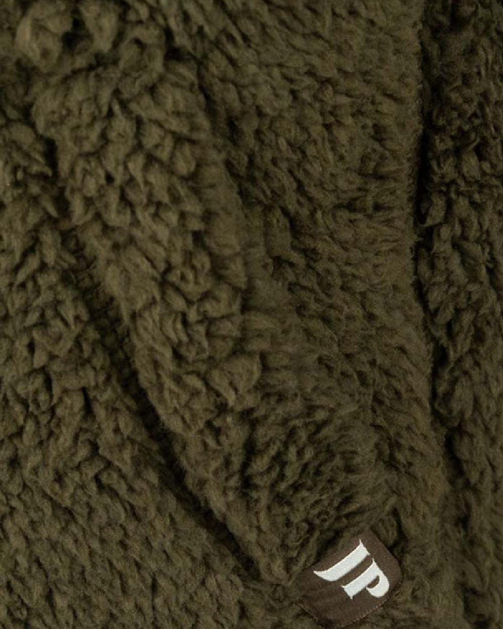 Dark Olive coloured Jack Pyke Childrens Sherpa Fleece Hoodie on white background #colour_dark-olive