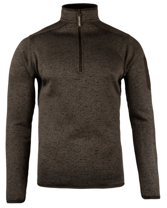 Brown Fleck Coloured Jack Pyke Melange Quarter Zip Fleece On A White Background #colour_brown-fleck