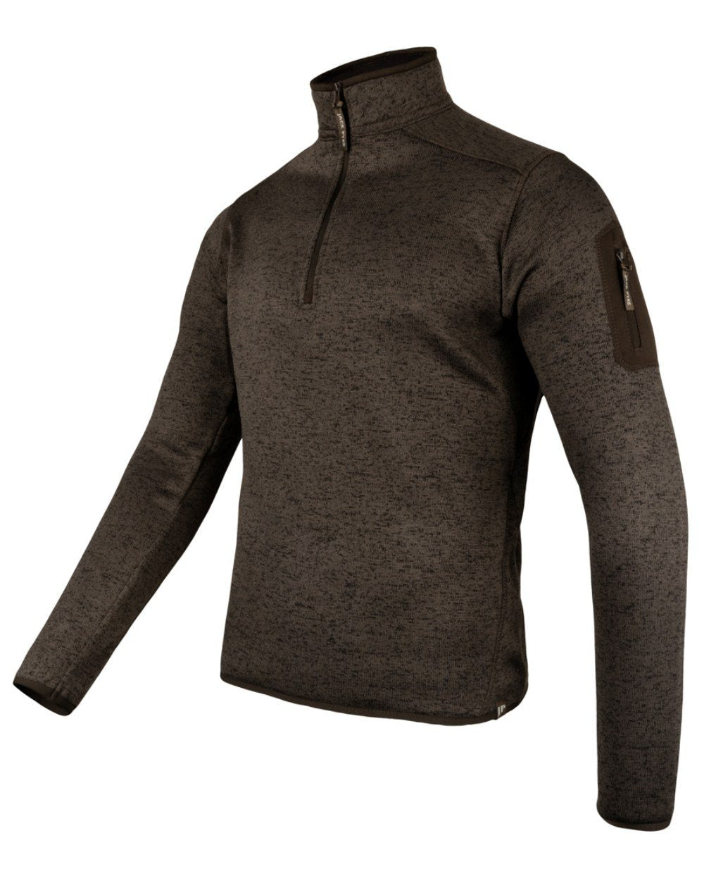 Brown Fleck Coloured Jack Pyke Melange Quarter Zip Fleece On A White Background #colour_brown-fleck