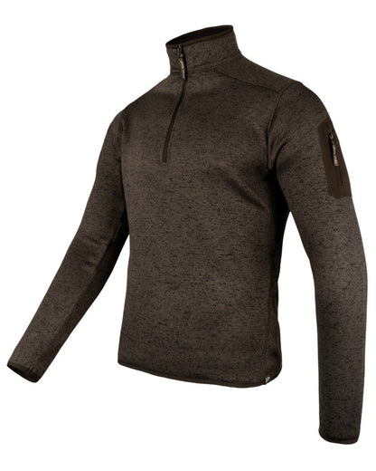 Brown Fleck Coloured Jack Pyke Melange Quarter Zip Fleece On A White Background #colour_brown-fleck