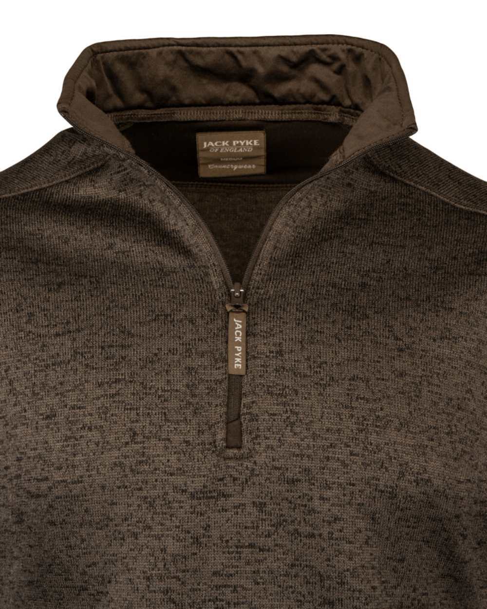 Brown Fleck Coloured Jack Pyke Melange Quarter Zip Fleece On A White Background #colour_brown-fleck