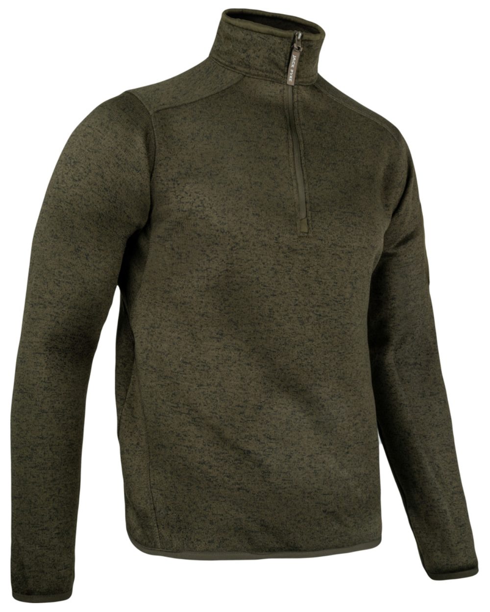 Green Fleck Coloured Jack Pyke Melange Quarter Zip Fleece On A White Background #colour_green-fleck