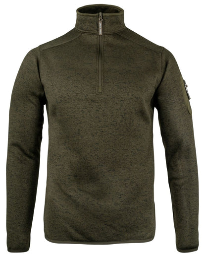 Green Fleck Coloured Jack Pyke Melange Quarter Zip Fleece On A White Background #colour_green-fleck
