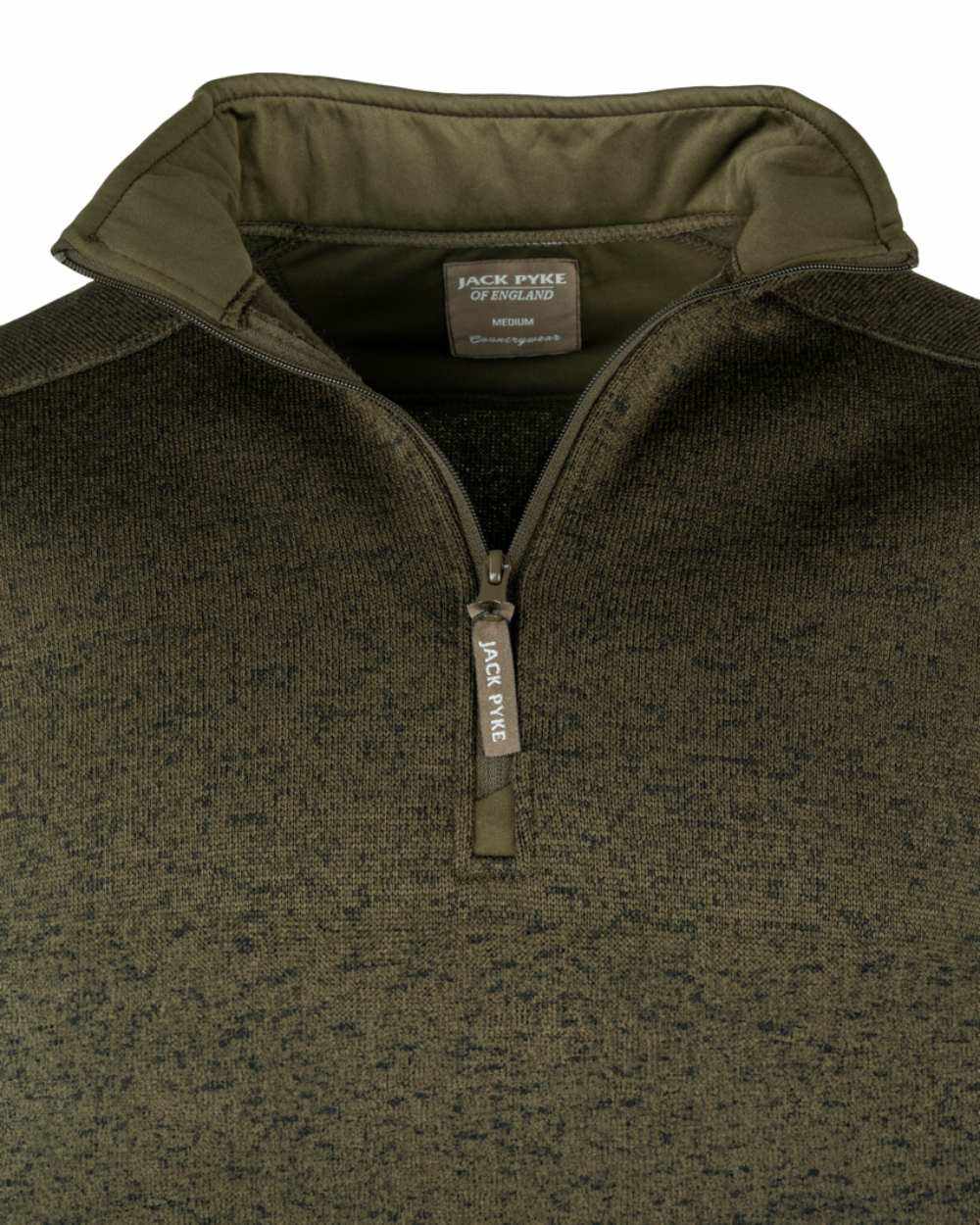 Green Fleck Coloured Jack Pyke Melange Quarter Zip Fleece On A White Background #colour_green-fleck