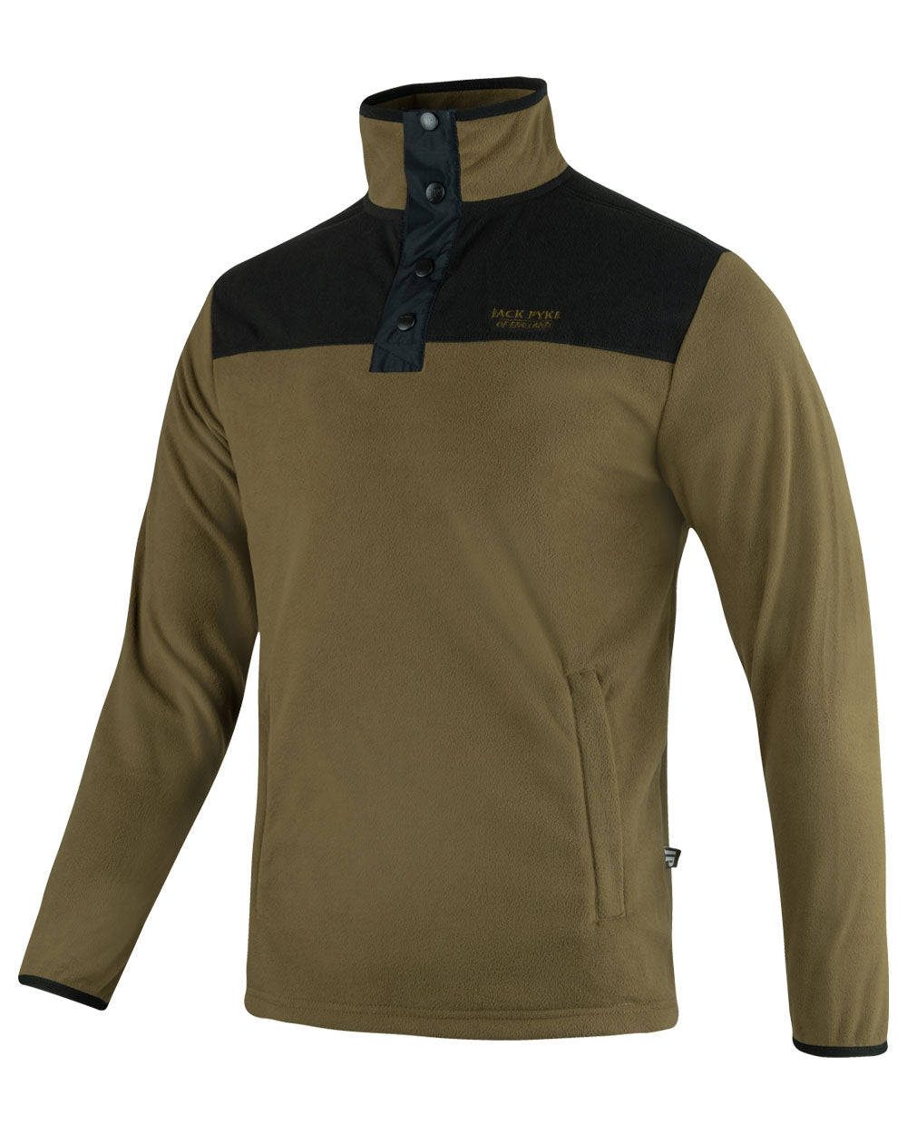 Dark Mustard coloured Jack Pyke Snap Neck Fleece Top on White Background #colour_dark-mustard