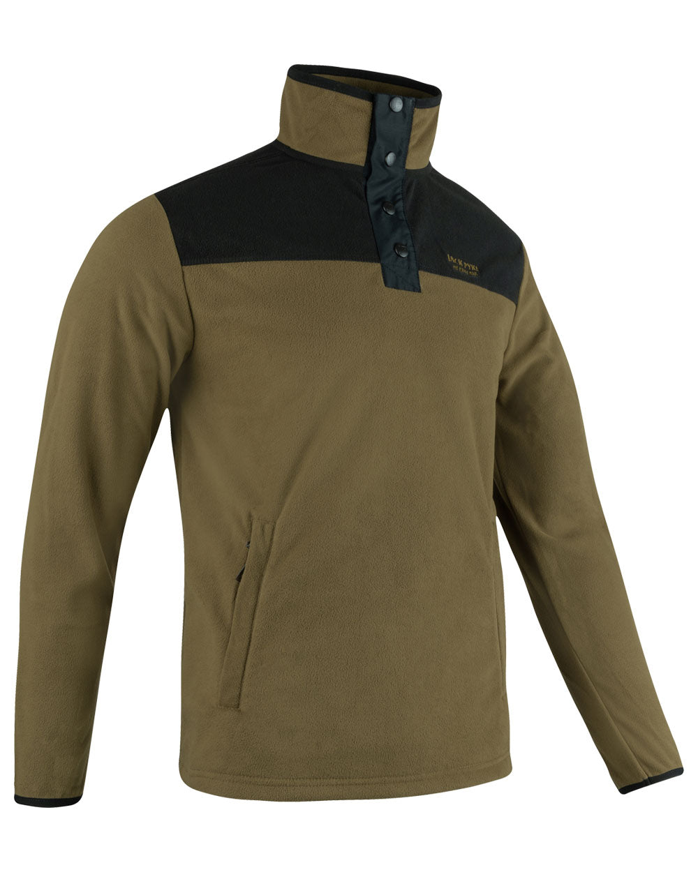 Dark Mustard coloured Jack Pyke Snap Neck Fleece Top on White Background #colour_dark-mustard