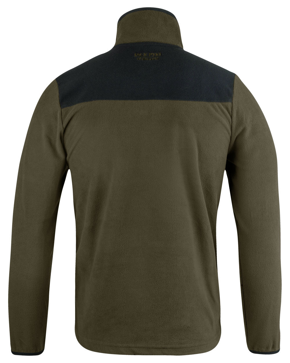 Dark Olive coloured Jack Pyke Snap Neck Fleece Top on White Background #colour_dark-olive