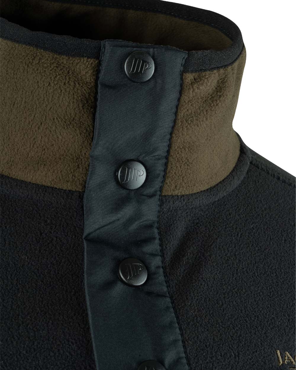 Dark Olive coloured Jack Pyke Snap Neck Fleece Top on White Background #colour_dark-olive