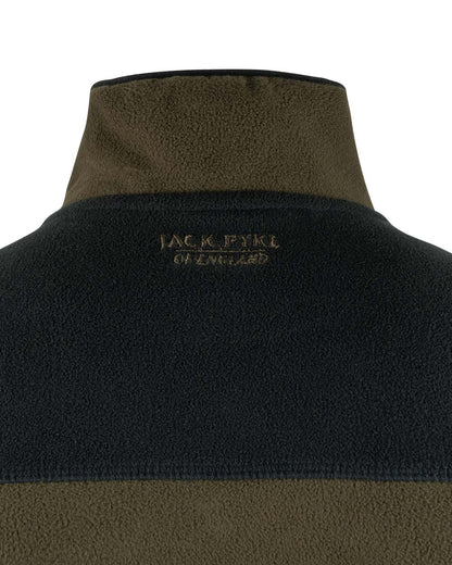 Dark Olive coloured Jack Pyke Snap Neck Fleece Top on White Background #colour_dark-olive