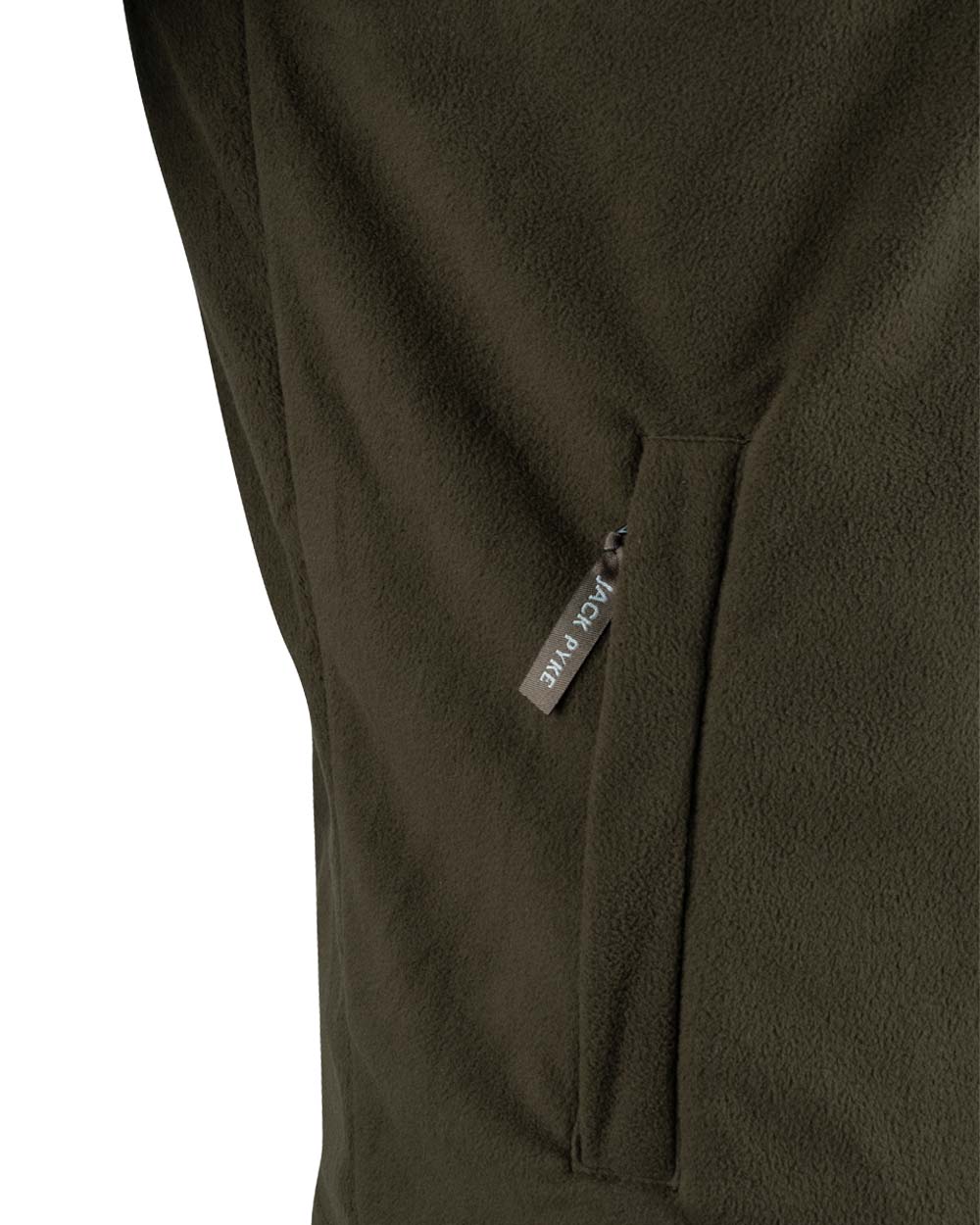 Dark Olive coloured Jack Pyke Snap Neck Fleece Top on White Background #colour_dark-olive