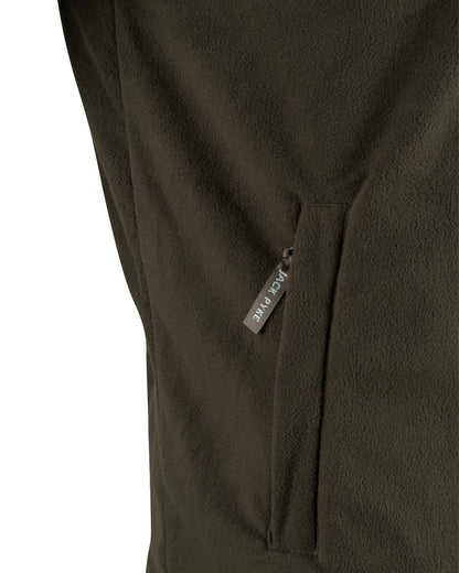 Dark Olive coloured Jack Pyke Snap Neck Fleece Top on White Background #colour_dark-olive