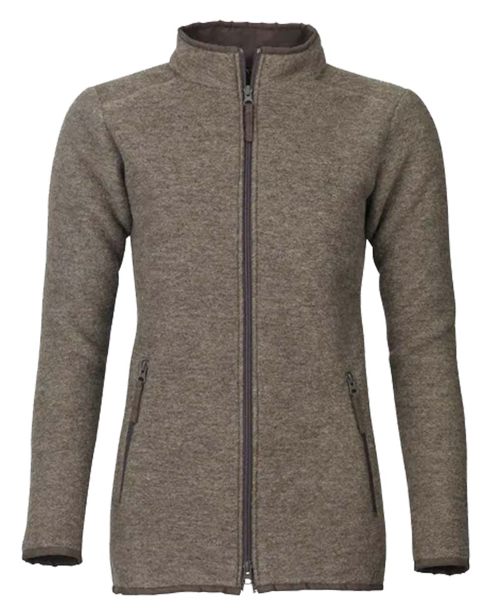 Olive coloured Cheviot Womens Felted Wool Fleece Jacket on White background #colour_olive