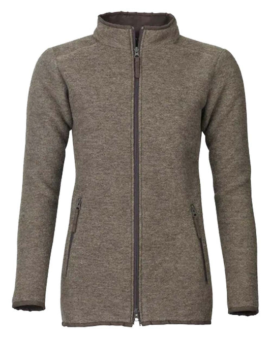 Olive coloured Cheviot Womens Felted Wool Fleece Jacket on White background #colour_olive