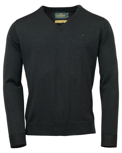 Olive coloured Laksen Sussex V-Neck on White background #colour_olive