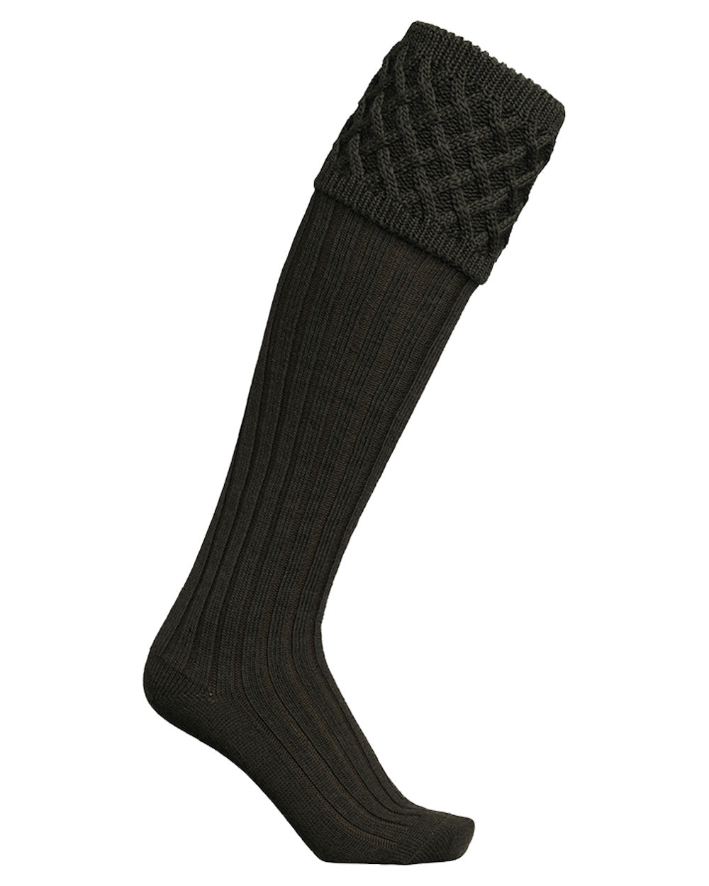 Loden coloured Laksen Windsor Socks on White background #colour_loden