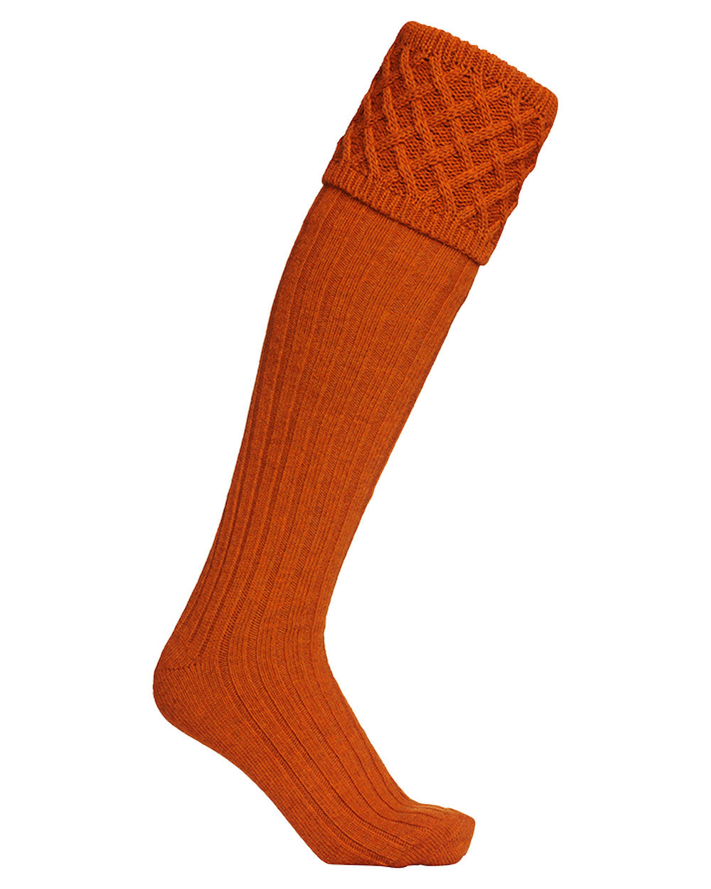 Mandarin coloured Laksen Windsor Socks on White background #colour_mandarin