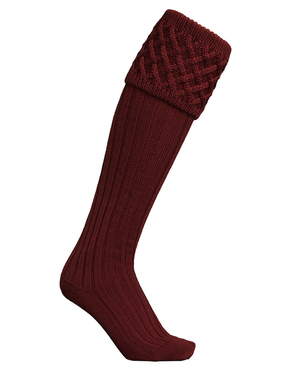 Wine coloured Laksen Windsor Socks on White background #colour_wine