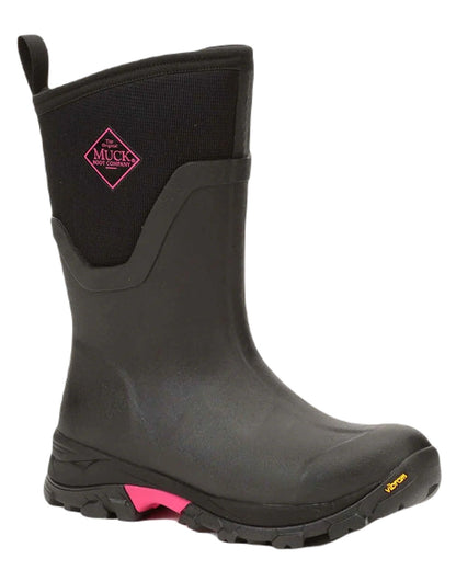 Black Coloured Muck Boots Arctic Ice Mid Wellingtons On A White Background #colour_black