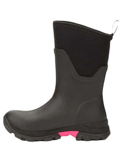 Black Coloured Muck Boots Arctic Ice Mid Wellingtons On A White Background #colour_black