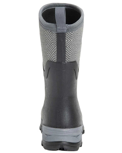 Grey Geometric Print Coloured Muck Boots Arctic Ice Mid Wellingtons On A White Background #colour_grey-geometric-print