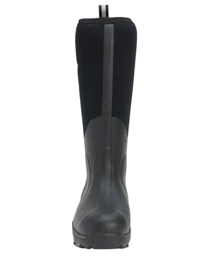 Black Coloured Muck Boots Arctic Sport Tall Wellingtons On A White Background #colour_black