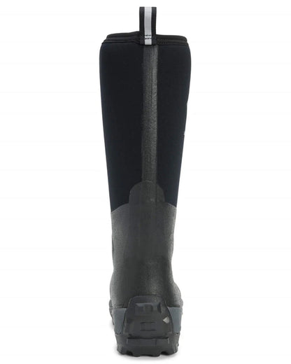 Black Coloured Muck Boots Arctic Sport Tall Wellingtons On A White Background #colour_black