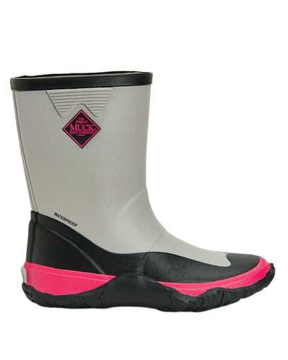 Grey Pink Coloured Muck Boots Childrens Forager Tall Boots on White Background
#colour_grey-pink