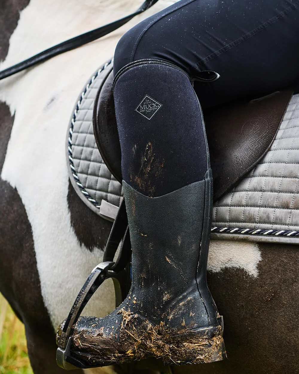 Black Coloured Muck Boots Colt Ryder All Conditions Riding Boots on Outdoor Background
#colour_black