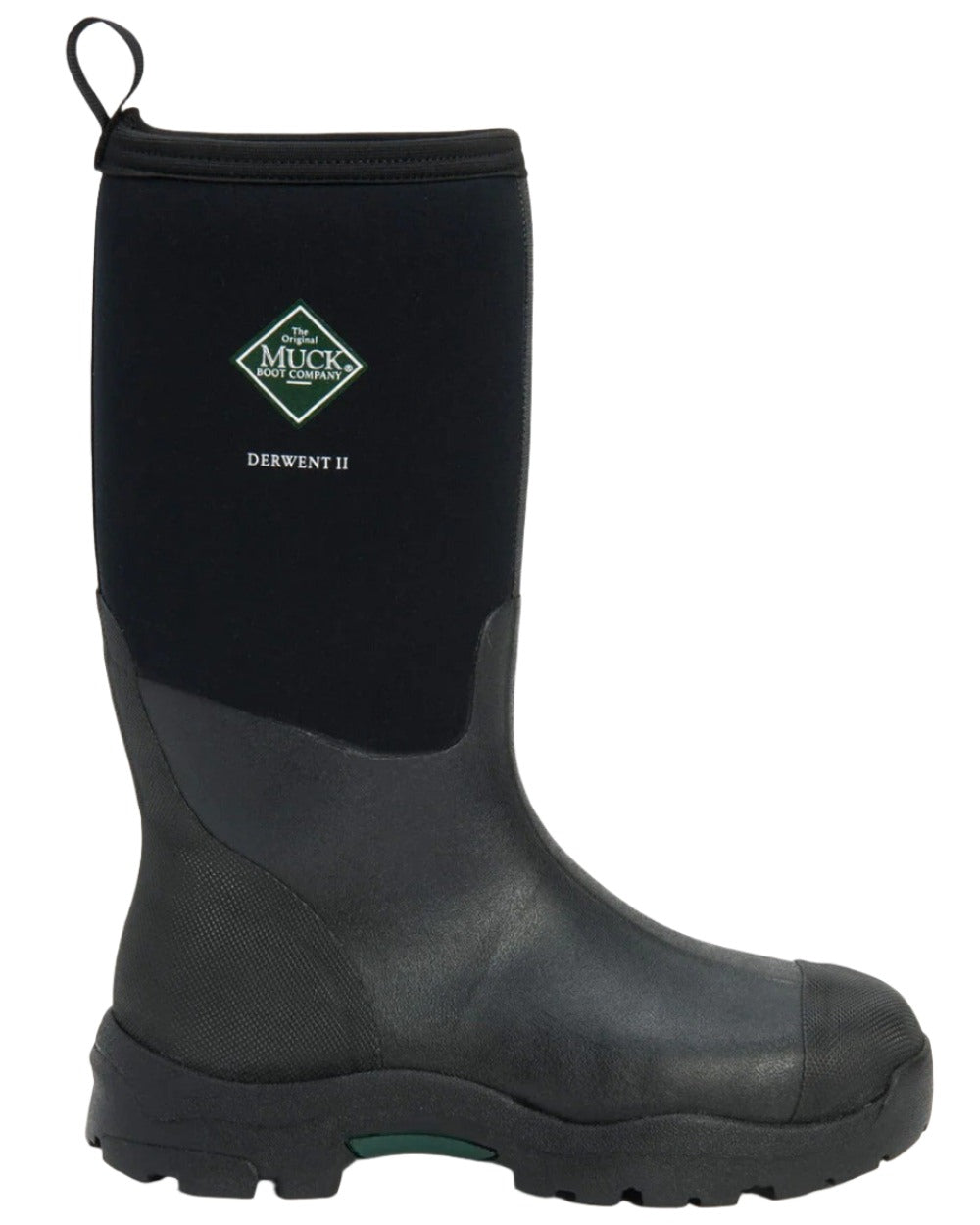 Black Coloured Muck Boots Derwent II Wellingtons On A White Background #colour_black