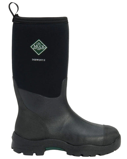 Black Coloured Muck Boots Derwent II Wellingtons On A White Background #colour_black