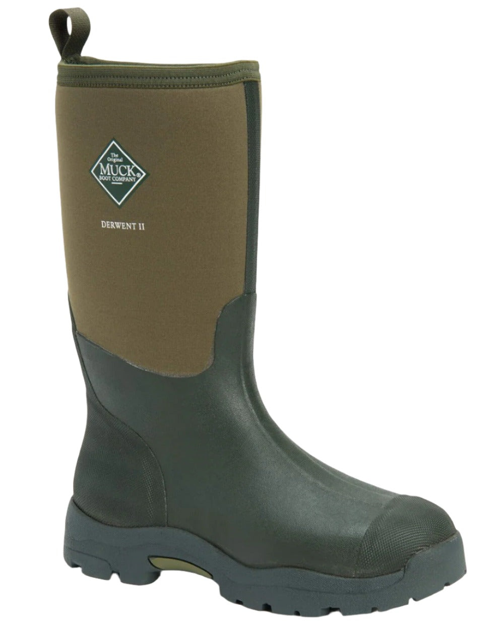 Moss Coloured Muck Boots Derwent II Wellingtons On A White Background #colour_moss