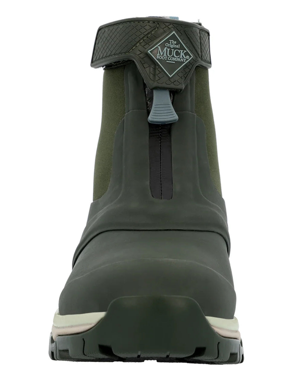 Dark Moss Coloured Muck Boots Ladies Apex Zip Mid Boots On A White Background #colour_dark-moss