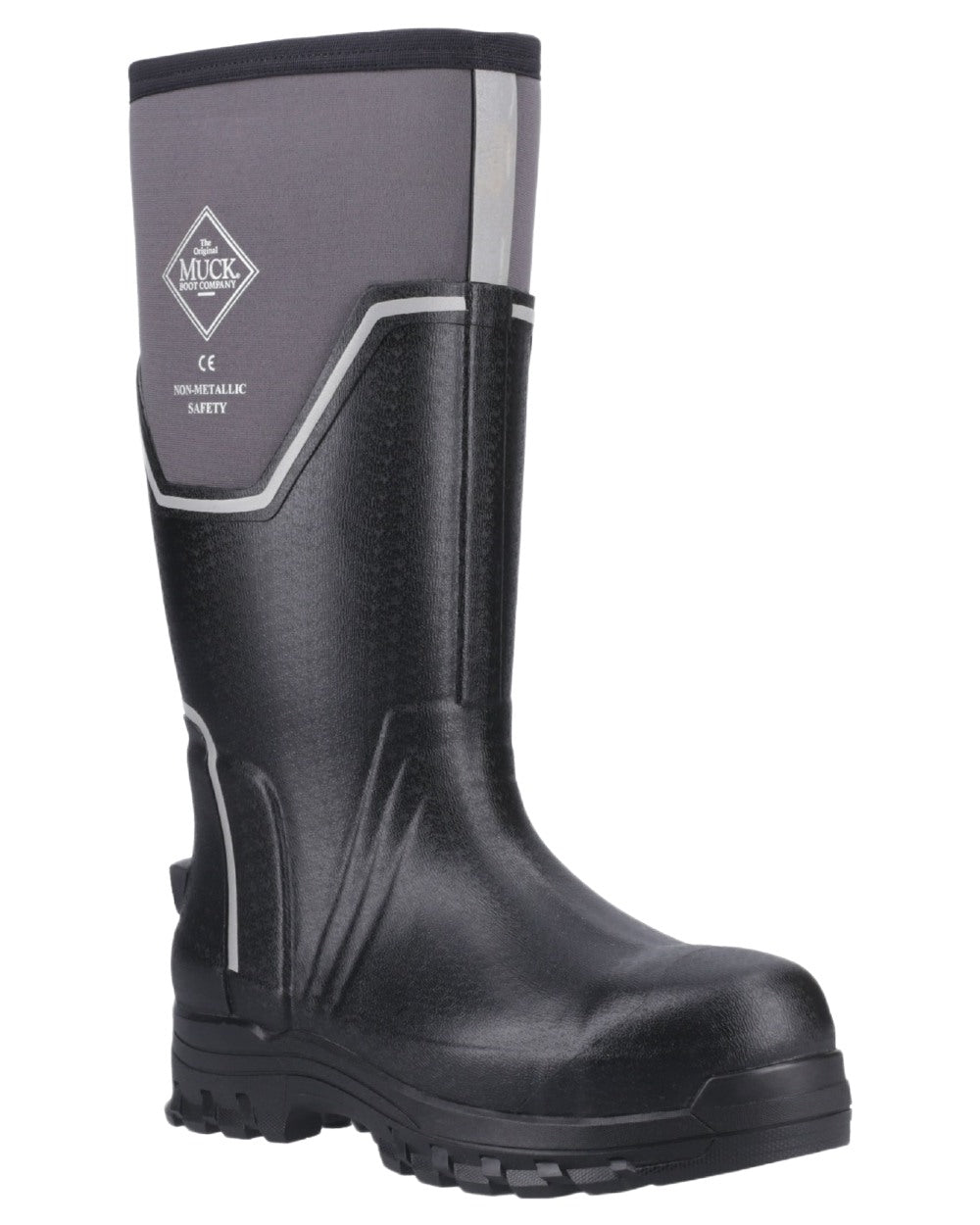 Black Grey Coloured Muck Boots Mens Grit S5 Tall Boots on White Background
#colour_black-grey