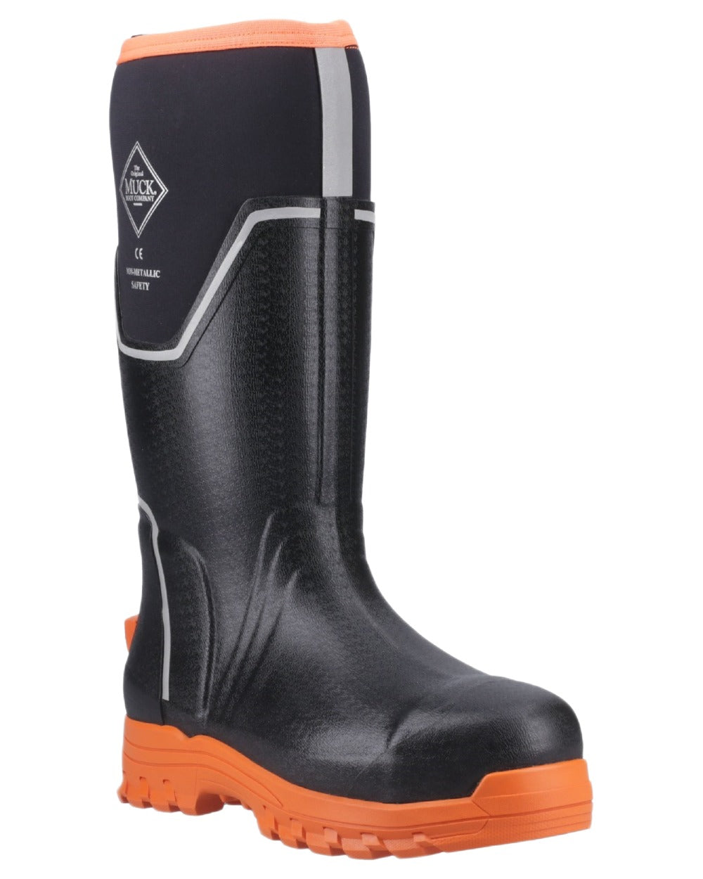 Black Orange Coloured Muck Boots Mens Grit S5 Tall Boots on White Background
#colour_black-orange