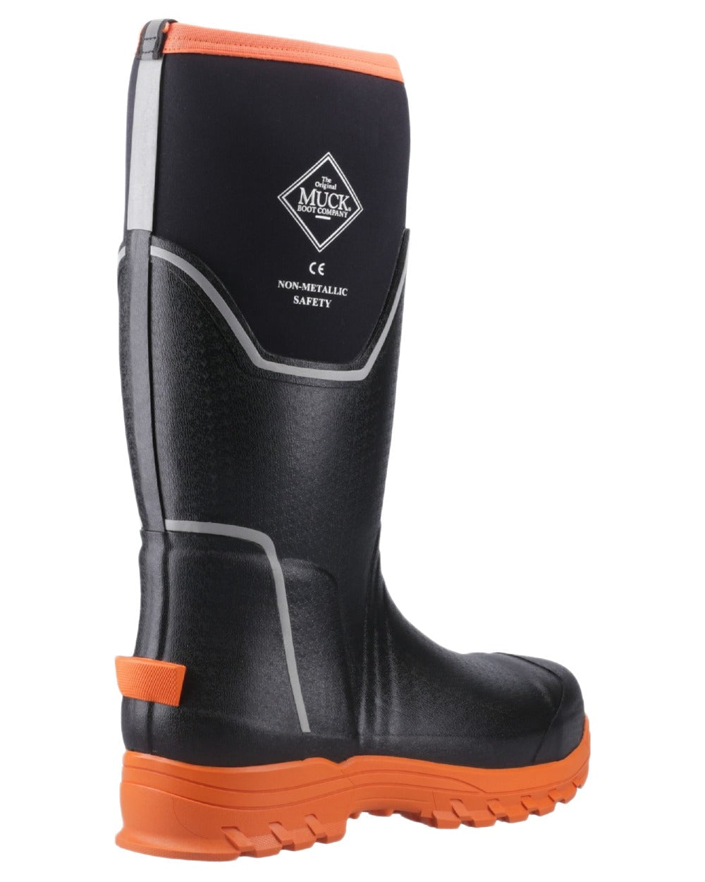 Black Orange Coloured Muck Boots Mens Grit S5 Tall Boots on White Background
#colour_black-orange