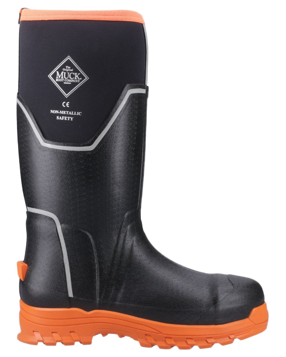 Black Orange Coloured Muck Boots Mens Grit S5 Tall Boots on White Background
#colour_black-orange