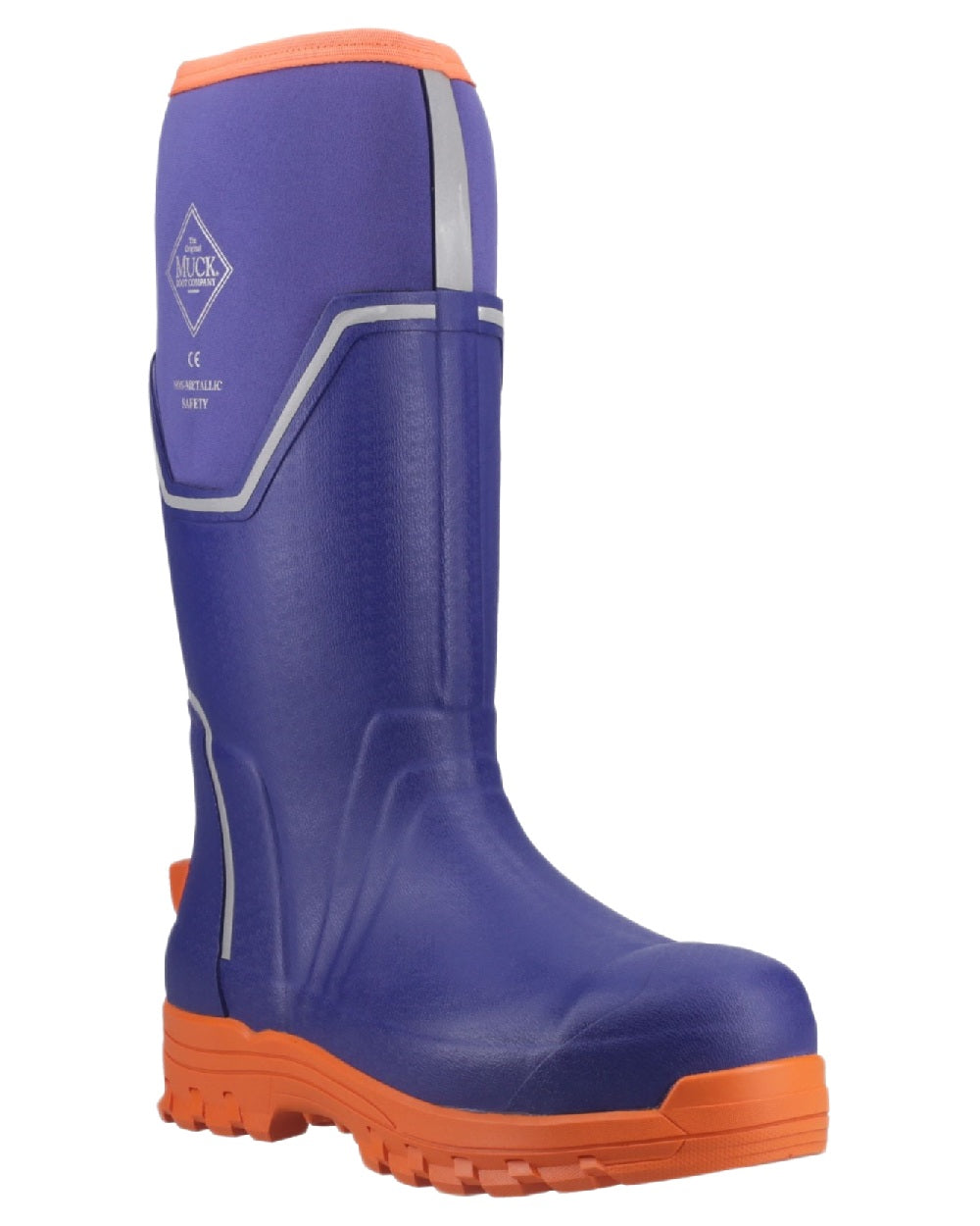 Blue Orange Coloured Muck Boots Mens Grit S5 Tall Boots on White Background
#colour_blue-orange