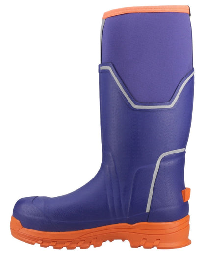 Blue Orange Coloured Muck Boots Mens Grit S5 Tall Boots on White Background
#colour_blue-orange